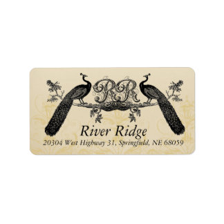 Vintage Peacock Monogram RSVP Return Address Label
