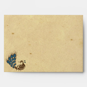 Vintage PEacock Monogram Wedding Envelope