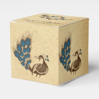 Vintage Peacock Monogram Wedding Favor Box