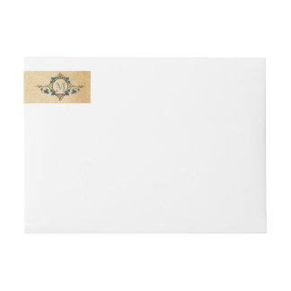 Vintage Peacock Monogram Wedding Wrap Around Label