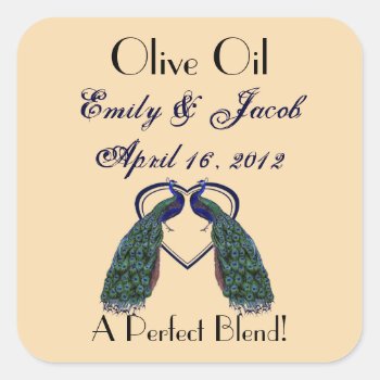 Vintage Peacock Olive Oil Favor Tags by TwoBecomeOne at Zazzle