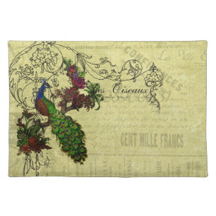 Vintage Peacock on Branch Apparel and Gifts Cloth Placemat