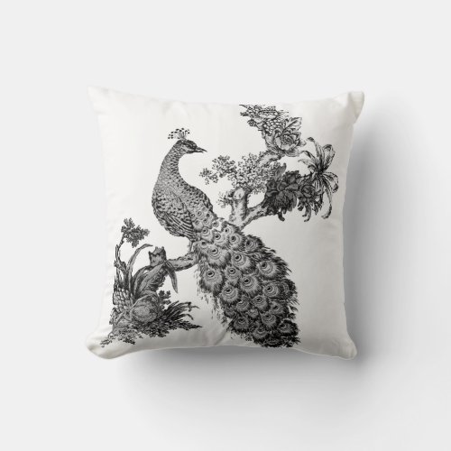 Vintage Peacock on Branch T_shirts and Gifts Throw Pillow