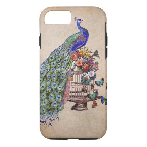 Vintage Peacock on cage iPhone 87 Case