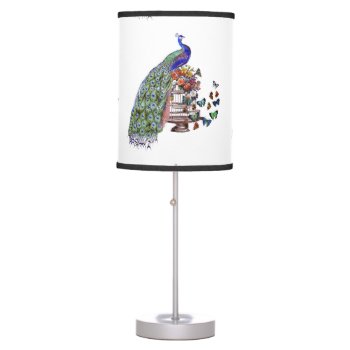 Vintage Peacock On Cage Table Lamp by BluePress at Zazzle