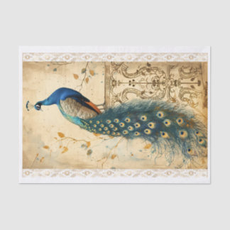 Vintage Peacock on Damask Ornamental Background #3 Tissue Paper
