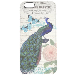 Vintage Peacock on French Ephemera Collage Clear iPhone 6 Plus Case