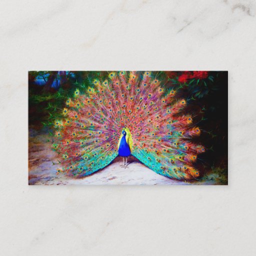 Customizable Vintage Peacock Painting Business Card Template
