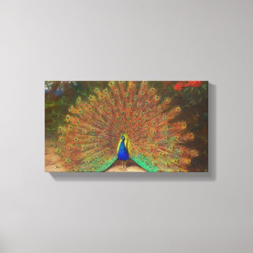 Vintage Peacock Painting Canvas Print