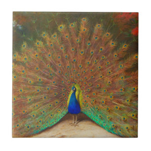 Vintage Peacock Painting Tile