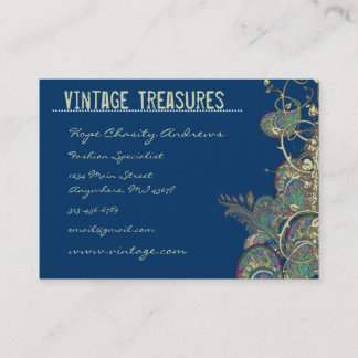 Vintage Peacock Paisleys Swirl Design Business Card
