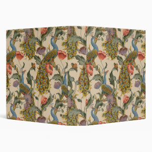 Vintage Peacock Pattern Colorful Art 3 Ring Binder