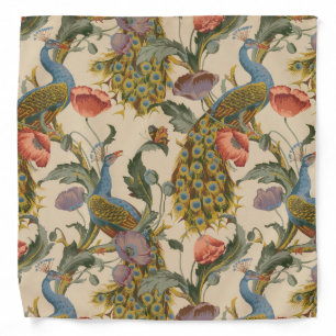 Vintage Peacock Pattern Colorful Art Bandana