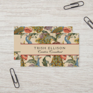 Vintage Peacock Pattern Colorful Art Business Card