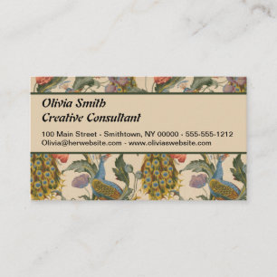 Vintage Peacock Pattern Colorful Art Business Card