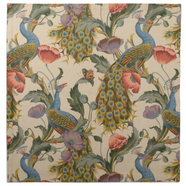 Vintage Peacock Pattern Colorful Art Cloth Napkin (Front)