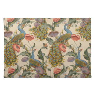 Vintage Peacock Pattern Colorful Art Cloth Placemat