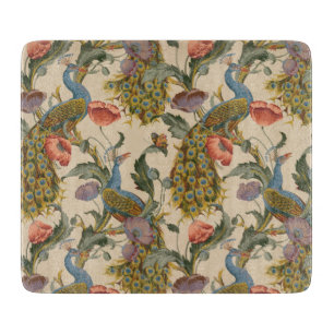 Vintage Peacock Pattern Colorful Art Cutting Board