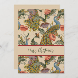 Vintage Peacock Pattern Colorful Art Holiday Card