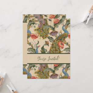 Vintage Peacock Pattern Colorful Art Invitation