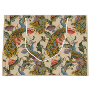 Vintage Peacock Pattern Colorful Art Large Gift Bag