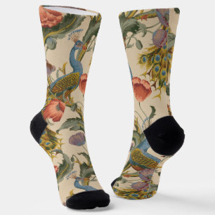 Vintage Peacock Pattern Colorful Art Socks