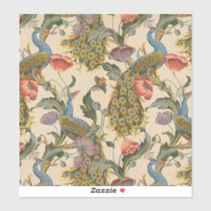 Vintage Peacock Pattern Colorful Art Sticker