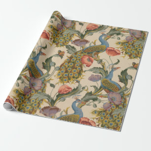 Vintage Peacock Pattern Colorful Art Wrapping Paper