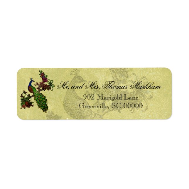 Vintage Peacock Personalized Address Labels (Front)