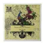 Vintage Peacock Personalized Tile