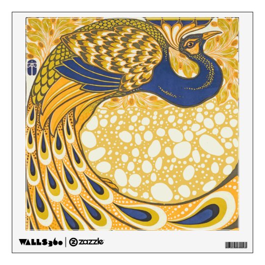 vintage peacock poster art nouveau wall decal | zazzle