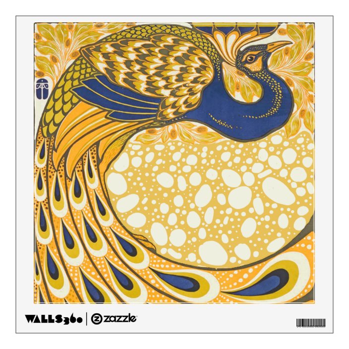 Vintage Peacock Poster Art Nouveau Wall Decal Zazzle Com