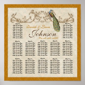 Vintage Peacock Reception Table Seating Chart by AudreyJeanne at Zazzle