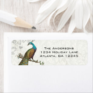 Vintage Peacock Return Address Label