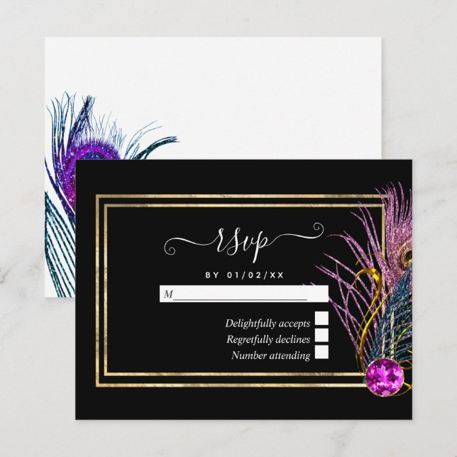 Vintage Peacock RSVP Card (Front/Back)