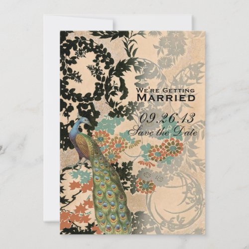 Vintage Peacock Save The Date