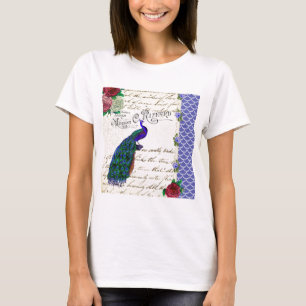 Vintage Peacock Song Collage T-Shirt