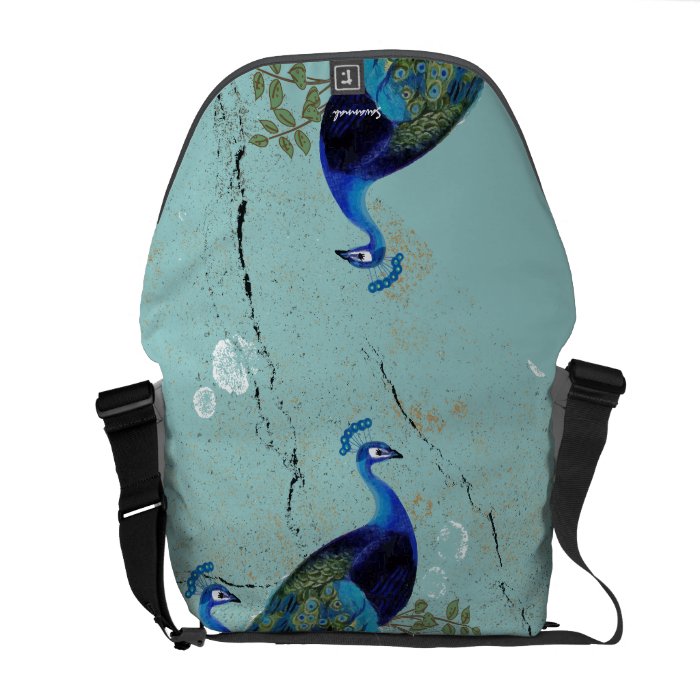 Vintage Peacock Swirl Fine Art Messenger Bag