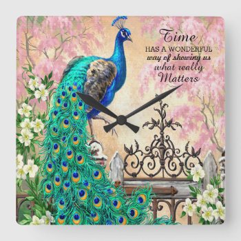 Vintage Peacock Time Wall Clock by visionsoflife at Zazzle