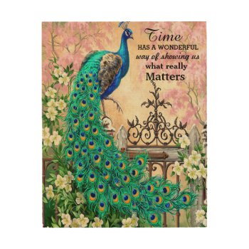 Vintage Peacock Time Wooden Canvas Wood Wall Art by visionsoflife at Zazzle