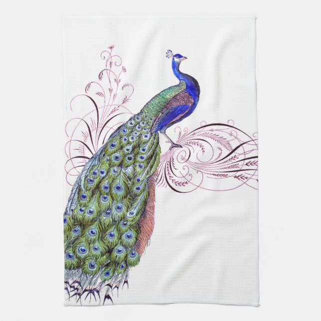 Vintage Peacock Towel (Vertical)