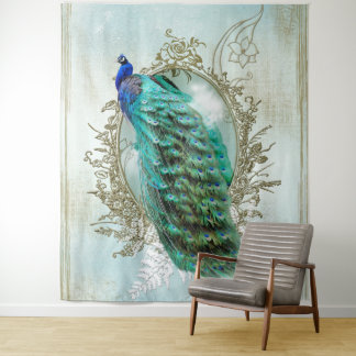 Vintage peacock turquoise shabby chic Tapestry