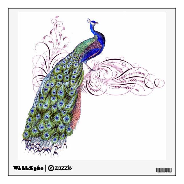 Vintage Peacock Wall Sticker (Front)