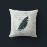 Vintage Peacock Wedding Anniversary 40th 50th 60th Throw Pillow<br><div class="desc">Stylish wedding anniversary gift for parents, friends, family and colleagues. You can edit the templates using the customize or personalize tab. ____________________________________________________________________________ 1. For assistance, custom design or matching items (view the collection attached) contact Designer LeahG via the contact tab below. ____________________________________________________________________________ 2. For updates on the latest trending gift...</div>