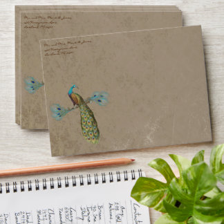 Vintage Peacock Wedding Envelopes