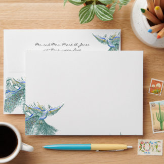 Vintage Peacock Wedding Envelopes