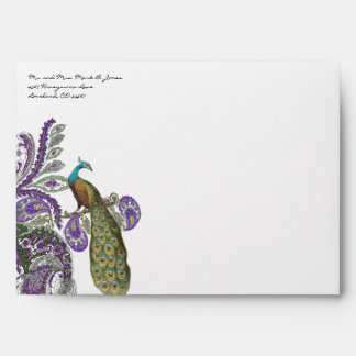 Vintage Peacock Wedding Envelopes
