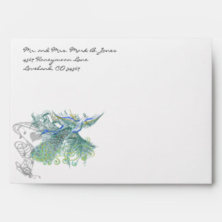 Vintage Peacock Wedding Envelopes Musical Notes