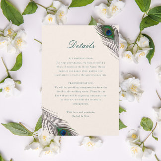 Vintage Peacock Wedding Insert