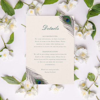 Vintage Peacock Wedding Insert by origamiprints at Zazzle